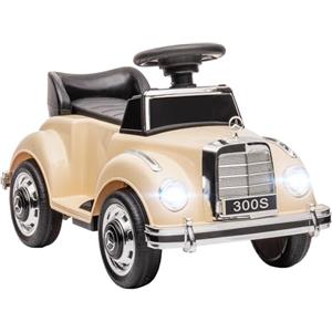 HOMCOM Macchina Elettrica per Bambini, Auto per Bambini Mercedes-Benz 6V con Musica, Età 18-48 Mesi, Beige