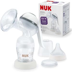 NUK tiralatte manuale | Cuscinetto in morbido silicone | Leva ergonomica | Con biberon Perfect Match | 150 ml