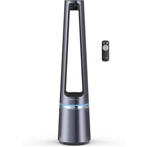 Rowenta Eclipse QU5030, 2in1 Purifica e rinfresca, purificatore d'aria, elevata efficacia di filtrazione, ultra silenzioso, oscillazione a 12 velocità, programmabile, raggio d'azione 8 m, Argento