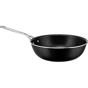 Alessi Pots&Pans Padella Alta al, Alluminio con Rivestimento Antiaderente, Inossidabile 18/10, Fondo in Acciaio Magnetico Adatto Anche alla Cottura a Induzione, Nero, 28 cm