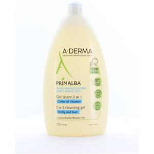 A-Derma Primalba Gel Lavante 2 in 1 per Neonati e Bambini - 750 ml, Delicato e Lenitivo con Estratto di Avena Rhealba