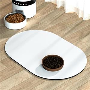 Hearda Tappetino per Cane Cibo, Ovale Tappetino Ciotola Cane Assorbente Tappetini Sottociotola per Cani Tappetino Antiscivolo Ciotole Gatto Tappetino sotto Ciotola Cani (30x50cm,Bianco)