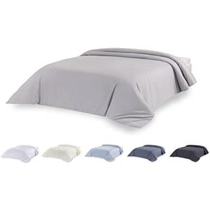 Todocama Set copripiumino in microfibra extra morbido al tatto. (grigio chiaro - letto 105/120-180x220 cm).