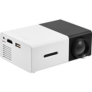 Cuifati Mini Proiettore, Videoproiettore Home Theater 1080P, Proiettore LED Portatile da 600 Lm Supporto Ingresso HDMI AV USB, Altoparlanti Stereo Integrati, per TV Box Computer Portatile (Bianco e nero)