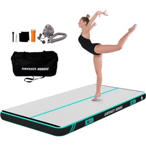 AirTrack Nordic Carbon Air Track 3m/4m/5m/6m/8m con Pompa Elettrica ad Aria - Tappeto Ginnastica Artistica da Casa - 1,5m di Larghezza e 15cm di Spessore - Tappetino Gonfiabile, Air Track Tumbling