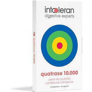 Intoleran Quatrase 10.000 (Forte) confezione campione Enzimi Digestivi - 6 capsule | Miscela di enzimi ad alta dose per i FODMAP | Vegano | Low FODMAP