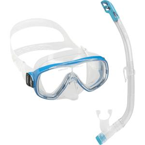 Cressi Ondina Vip Combo Set - Maschera Sub e Snorkel per Bambini 7-13 Anni, Trasparente/Acquamarina, Adatta a Donne e Ragazzi