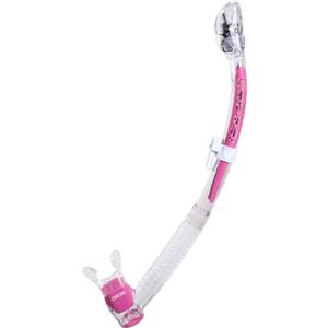 Cressi Itaca Ultra Snorkel - Aereatore Dry con Protezione Aquastop per Immersione e Snorkeling Unisex Adulto, Trasparente/Rosa