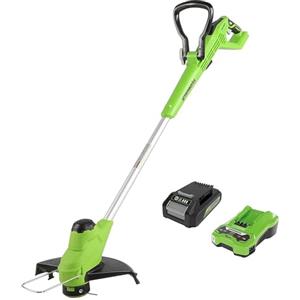 Greenworks G24LT28K2 Tagliabordi a Batteria per Giardini Piccoli e Medi, Ampiezza di Taglio 28cm, Filo di Nylon da 1,65mm con Autofeed, Batteria 24V 2Ah e Caricabatterie, Garanzia 3 Anni