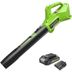 Greenworks G24ABIIK2 Soffiatore Foglie Assiale a Batteria, 145km/h, 9,08m³/min Batteria 24V e Caricabatterie, Garanzia 3 Anni