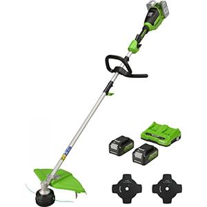 Greenworks Tagliabordi a Batteria 48V(2×24V) Ampiezza Taglio 40cm, Decespugliatore con 2 Batterie 4Ah e Caricatore a Due Posti