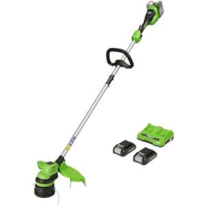 Greenworks Tools Tagliabordi A Batteria 48 V, 2 X 24 V, Taglio 33 Cm, Con Due Batterie 2Ah E Caricatore, Nero Verde