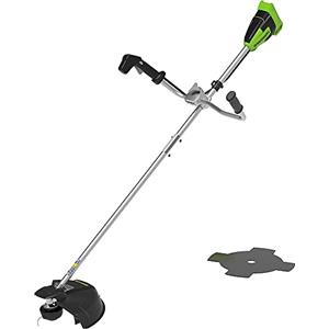 Greenworks 40V Decespugliatore a Batteria con Motore Brushless, Imbracatura, Manubrio, Ampiezza di Taglio 40cm, Filo di Nylon 2mm o Lama 25cm SENZA Batteria 40V e Caricabatterie GD40BCB