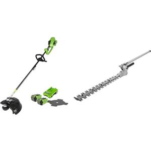 Greenworks Tagliabordi e Decespugliatore 40V 40cm, Accessorio Tagliasiepi con 2 Batterie 2 Ah e Caricatore