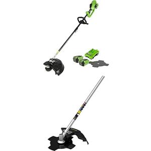 Greenworks 40V Decespugliatore a Batteria Brushless, Ampiezza Taglio 40cm, Filo Nylon 2mm, Lama 25cm, 2Ah Batterie e Caricabatterie, GD40BC + Greenworks Accessorio Decespugliatori