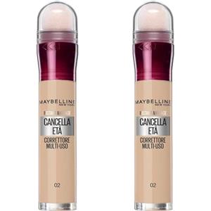 Maybelline New York Correttore Liquido Il Cancella Età, con Bacche di Goji e Haloxyl, Copre Occhiaie e Piccole Rughe, 02 Nude, Confezione da 2