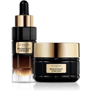 L'Oréal Paris Routine Anti-Età, Con Siero Viso Midnight e Crema Midnight, Pelle Luminosa e Ringiovanita, arricchito con Complesso Antiossidante, Age Perfect