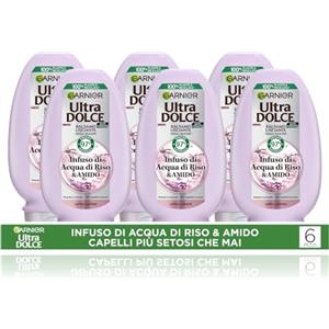 Garnier Ultra Dolce Multi Pack x6 Balsamo Lisciante, Infuso di Acqua di Riso & Amido, 97% Origine Naturale, Capelli Lunghi, Senza Siliconi, 250 ml