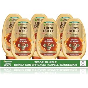 Garnier Ultra Dolce Tesori di Miele, Multipack Balsamo Riparatore, 97% Origine Naturale, Per Capelli Danneggiati, Senza Siliconi, Confezione da 6 x 250ml​