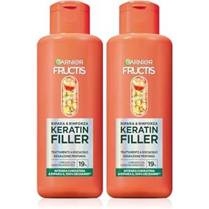 Garnier Fructis, Multi Pack Trattamento Ripara&Rinforza, Per Capelli Danneggiati, Riparazione Profonda, Capelli Più Forti, Con Olio di Marula e Cheratina Riparatrice, Keratin Filler, Confezione da 2