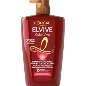 L'Oréal Paris Elvive Shampoo per Capelli Colorati o con Mèches, Colore Luminoso e a Lunga Durata, Capelli Protetti e Idratati, Con Peonia Rossa e Filtri UV, Maxi Formato, Color-Vive, 1L