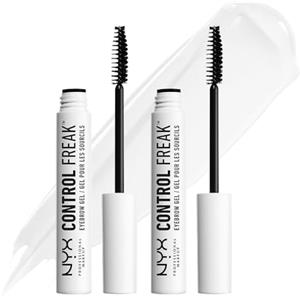 NYX Professional Makeup Gel per sopracciglia Control Freak, Mascara con gel fissante trasparente, Sopracciglia domate e definite, Non appiccica, Nessun residuo, Confezione da 2x10ml