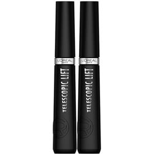 L'Oréal Paris Mascara Telescopic Lift Bipacco, 5mm di Lunghezza per le tue Ciglia, Volumizza, Solleva, Waterproof, Lunga Tenuta 36h, Colore: Nero