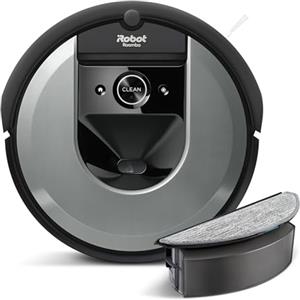 iRobot Roomba Combo i8 Robot Aspirapolvere Lavapavimenti, Memorizza la Planimetria della Casa, Adatto per Peli di Animali Domestici, Spazzole in Gomma, Potente Aspirazione, Wi-Fi, App, Grigio