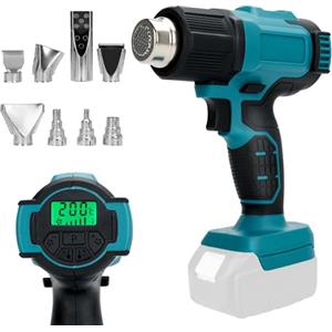 JUDANNA Pistola ad aria calda a batteria, Pistola termica per Makita 18 batteria (senza batteria, senza caricatore), 8 ugelli, 4 impostazioni di temperatura, max 550 °C, Pistola termica a batteria