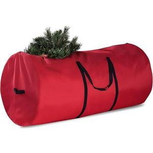 Odot Borsa per Albero di Natale per Alberi di Natale Alti 9FT, Rotondo Sacco per Albero di Natale con Cerniera e Manici, Impermeabile Protegge da Polvere (127x76cm,Rojo)