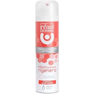 Infasil Donna Rigenera, Deodorante Donna Spray per Pelli Sensibili, Allevia Secchezza e Rossore, Formula Trasparente Anti Macchia, 150 ml.