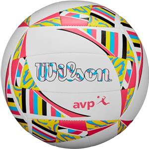 Wilson Pallone da pallavolo AVP Movement, on Camera d'Aria Con Blocco a Pressione, Rivestimento In TPU Sostenibile e Strato di Schiuma, Colore: Bianco/Rosa/Giallo, Taglia Ufficiale