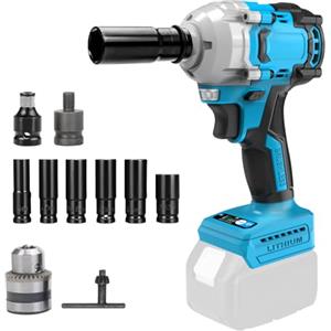 ConBlom Avvitatore Impulsi per Makita Batteria 18V Brushless 1/2 1200 Nm 6.000rpm, con 6 Bussole (17-22 mm), luce di lavoro a LED (senza batteria)