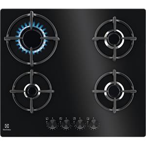 Electrolux Piano Cottura Gas EGG64272K Serie 600 Gas on Glass 60cm da Incasso, 4 Fuochi, Bruciatore Rapido, Bruciatore Wok, Precisa Regolazione della Fiamma, Sicurezza Sicurgas, 590x520cm, Nero