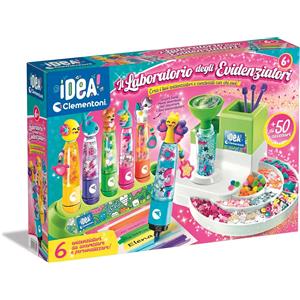 Clementoni Idea - Laboratorio degli Evidenziatori: Kit Creativo per Bambini 6 Anni con 50 Accessori per Creare Evidenziatori Unici