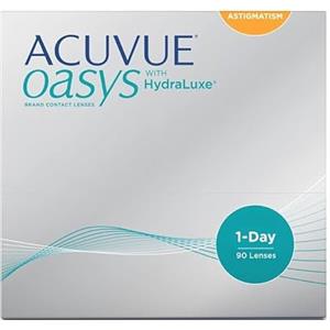 ACUVUE OASYS 1-Day per astigmatismo; Lenti a contatto giornaliere; visione chiara e stabile per tutto il giorno,comfort elevato;-4.00 diottrie; Cilindro -0.75 ; Asse 150 ; BC 8.5; DIA 14.30; 90 lenti