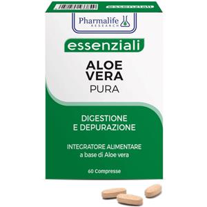 Pharmalife Aloe Vera Pura - Integratore Alimentare 60 Compresse, Estratto Secco di Aloe, Concentrato 200 Volte