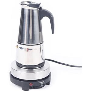 wanwanper Caffettiera per caffè espresso in acciaio inox non patinato, con fornello elettrico, macchina per espresso, macchina per espresso, uso casa/ufficio (6 tazze (300 ml))