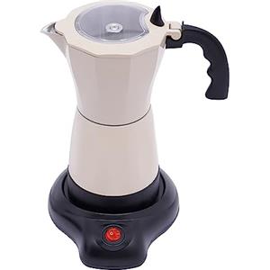 Fyssnn Macchina da caffè elettrica da 300 ml, 480 W, caffettiera elettrica per espresso, 6 tazze, Italia Moka, adatta per la casa, in ufficio, nel negozio di tè al latte, ecc. (bianco crema)