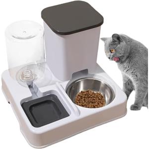 Generico Dispenser 2in1 Automatico per Cibo e Acqua per Gatti e Cani, Distributore Alimentatore Antiscivolo per Animali Domestici