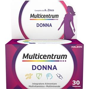 Multicentrum Donna Integratore Multivitaminico completo per donna, con Vitamina D, K, Acido Folico, Calcio, Ferro, per combattere stanchezza e affaticamento, 30 Compresse