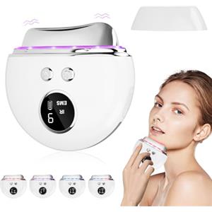 SUPRBIRD Massaggiatore Viso Antirughe,EMS Gua Sha Pietre per Corpo,con Calore e Vibrazione,Terapia Della Luce Massaggiatore Viso EMS lifting del Collo Rassodante per Tonificare il Viso