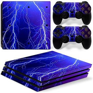 Mcbazel Pattern Series Vinyl Skin Sticker For PS4 Pro Controller & Console Protect Cover Decal Skin (Blue Thunder)