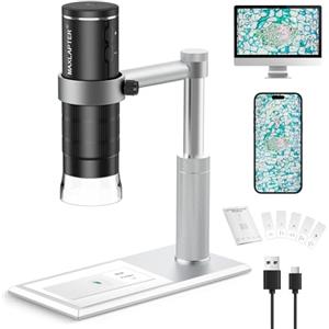 MAXLAPTER Microscopio Digitale WiFi 50X-1000X per Adulti e Bambini, Portatile Microscopio USB con Supporto Metallo, Compatibile con iPhone iPad Android Windows Mac