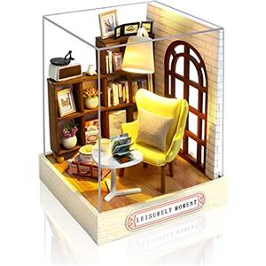 Cuteefun Kit Case in Miniatura da Costruire per Principianti, Miniature Casa delle Bambole Fai da Te con Mobili Copertura Antipolvere e Strumenti, Regali Creativi Artigianali (Momento di Svago)