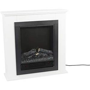 Classic Fire Lugano Camineo Elettrico - Caminetto Elettrico con Riscaldamento, Pannello di Controllo e Timer - Stufa Elettrica con Fiamme LED - 1800W - Libera Installazione - Bianco