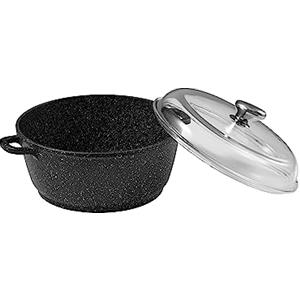 Pradel Excellence 52340M Pentola tipo Pietra con coperchio in vetro/ghisa Alluminio nero 28 x 21 cm