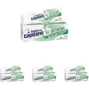 Pasta del Capitano, Dentifricio Antitartaro Bio, Dona Freschezza e Rinfresca l'Alito, Ideale per i Fumatori, Aiuta a Prevenire la Placca, 100% Made in Italy, Tubetto da 100 ml (Confezione da 4)
