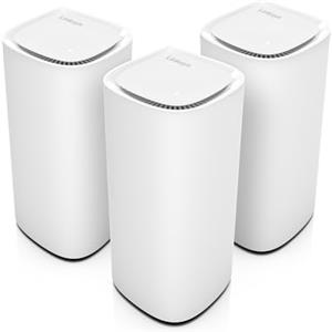 Linksys Velop Pro 7 Sistema WiFi Mesh MBE7003, Router Cognitive Mesh Tri-Band e più di 10 Gbps di Velocità, Copre fino a 825 m², Connessione per 600 Dispositivi, Confezione da 3