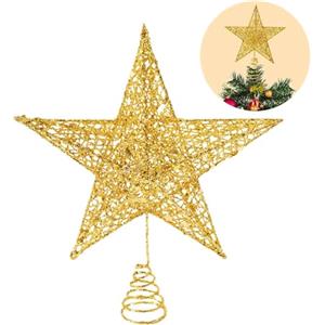 DIELIANHUA 25 cm Stella per Albero di Natale Oro, 2024 Nuovo Modello Puntale a Stella per Albero di Natale, Stelle di Natale, Stelle Decorazioni per Albero di Natale, Decorazione Natalizia